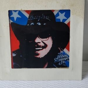Vintage Hank Williams Jr. Cowboy Carnival Fair Glass Mirror Wall Art